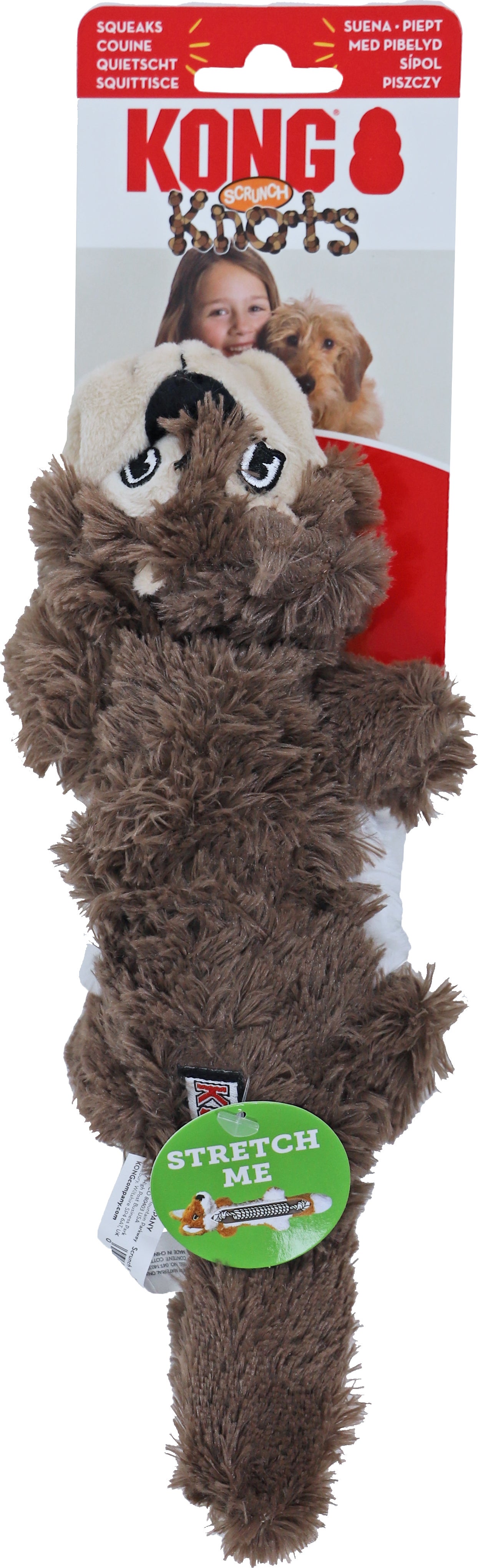 Kong hondenspeelgoed Scrunch Knots eekhoorn S/M bruin 8,3 x 5,1 x 29,9 cm