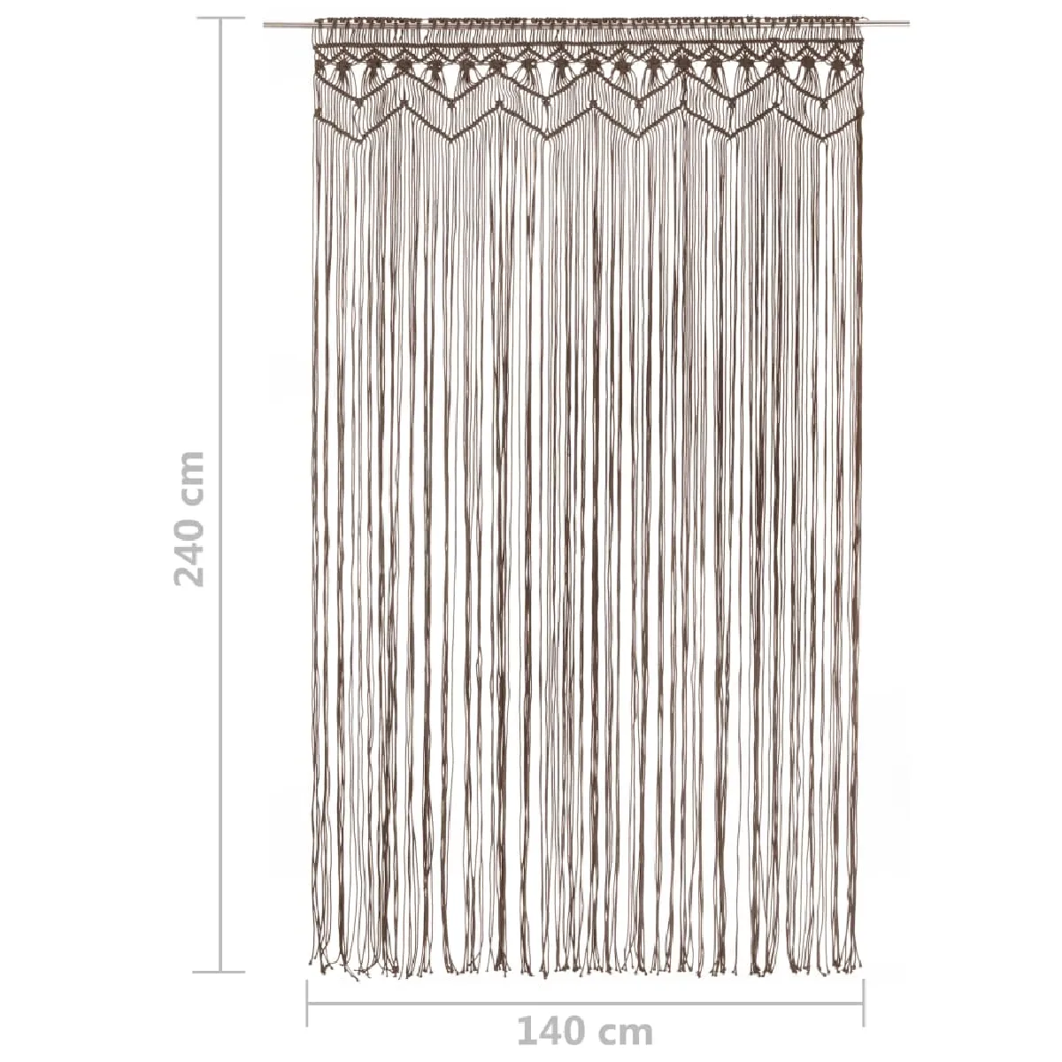 vidaXL Rideau macramé Taupe - 140x240 cm
