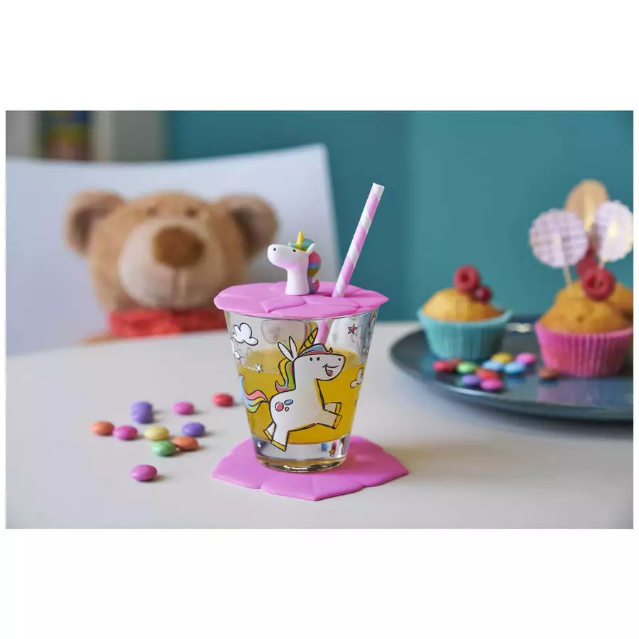 Leonardo Kinderbecher mit Deckel Bambini 215 ml 2er Set weiß-pink