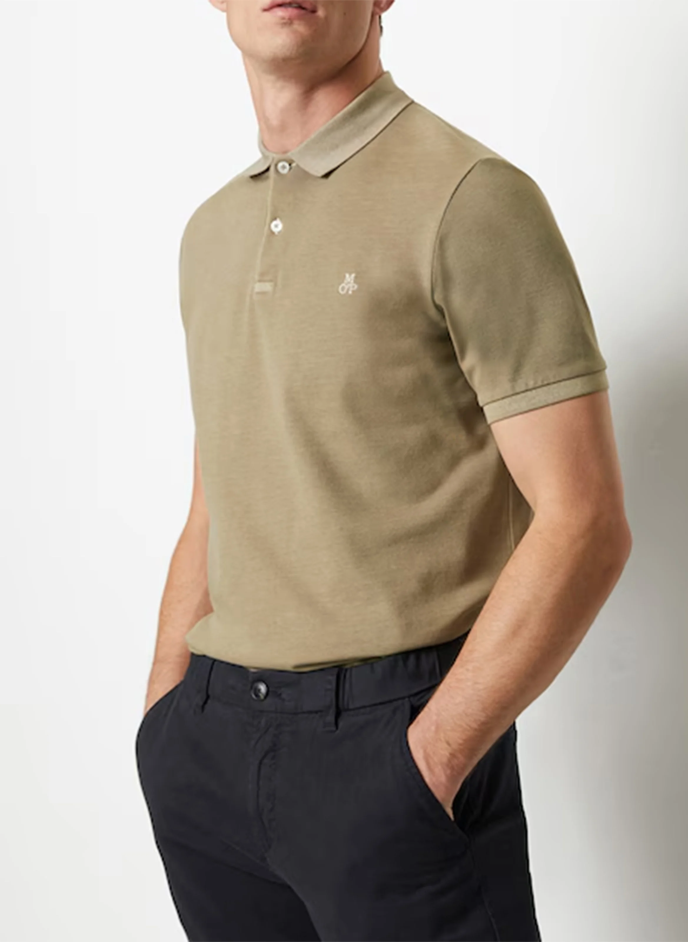 Polo regular-fit en coton bio mélangé | Beige