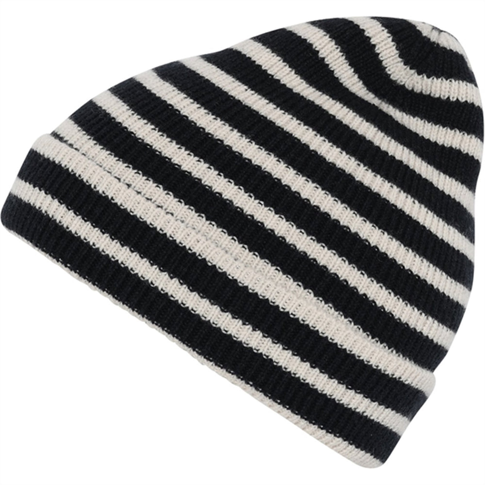 97529 Bergen Uld Striped Beanie Dark Denim Melange