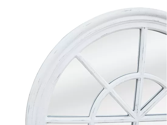 Miroir fenêtre en bois de paulownia - L. 80 x H. 120 cm - Blanc effet vieilli - MONTESQUIEU