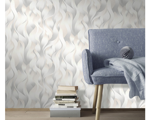 Vliesbehang 10204-14 Elle Decoration 2 strepen golven crème