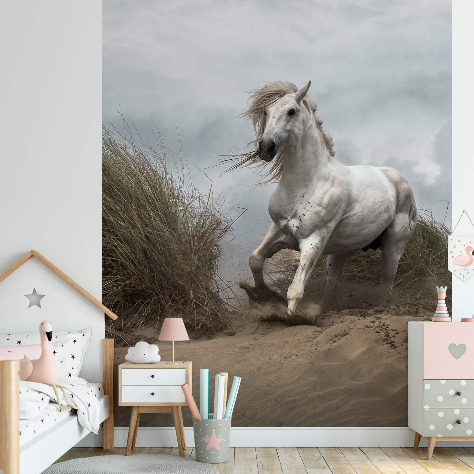 Fototapete DESIGNWALLS 2.0 - weiß-beige/creme - Pferd - 2,6 Meter