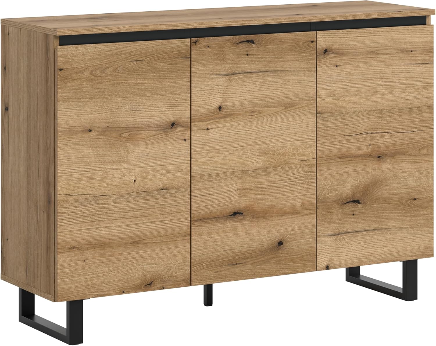 xonox.home – Sideboard Tomasa 120x84x36 cm in Evoke Oak Nachbildung und Schwarz – Natürlich wirkendes Sideboard im modernen Design – wohnlich, funktional & vielseitig einsetzbar