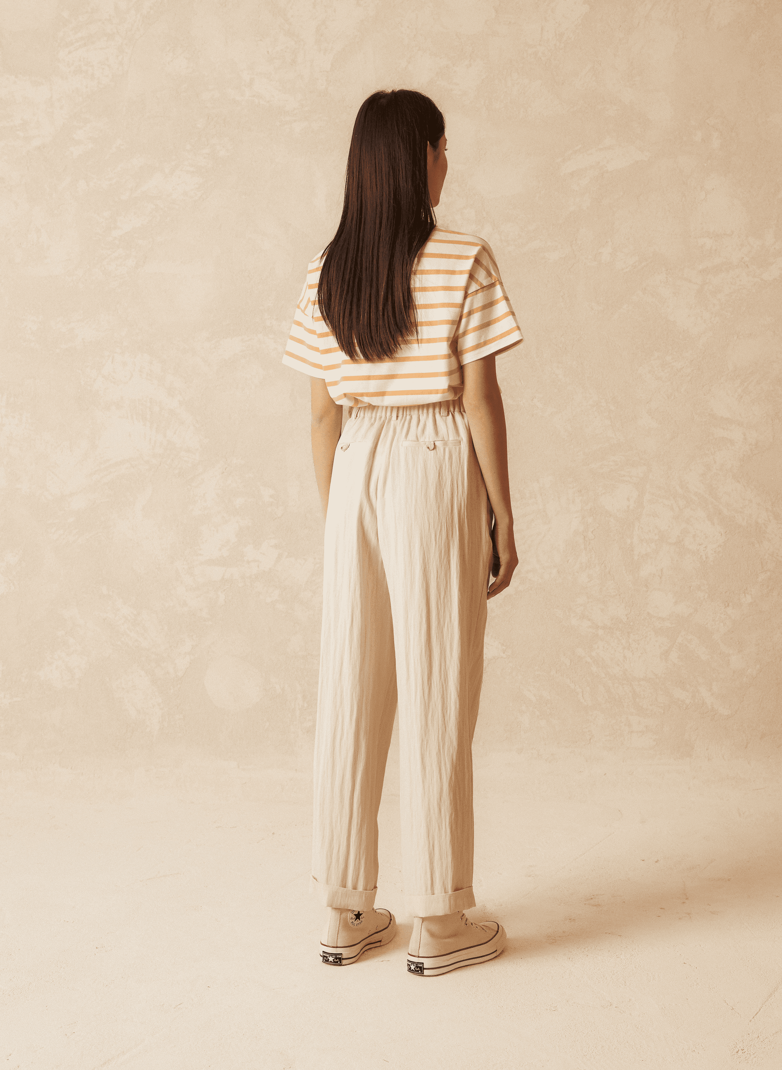 Pantalon droit| Beige