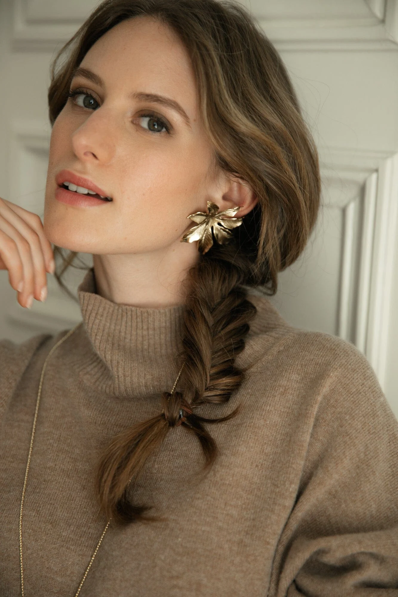 CHLORIS - Maxi boucles d'oreilles puces fleurs plaqué argent | Doré