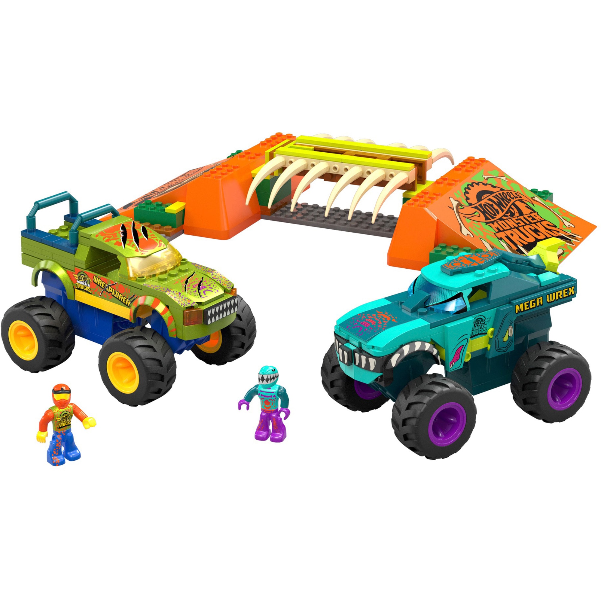 Mattel Konstruktionsspielzeug MEGA Hot Wheels Monster Trucks Mega-Wrex Knochen Crash Stuntbahn