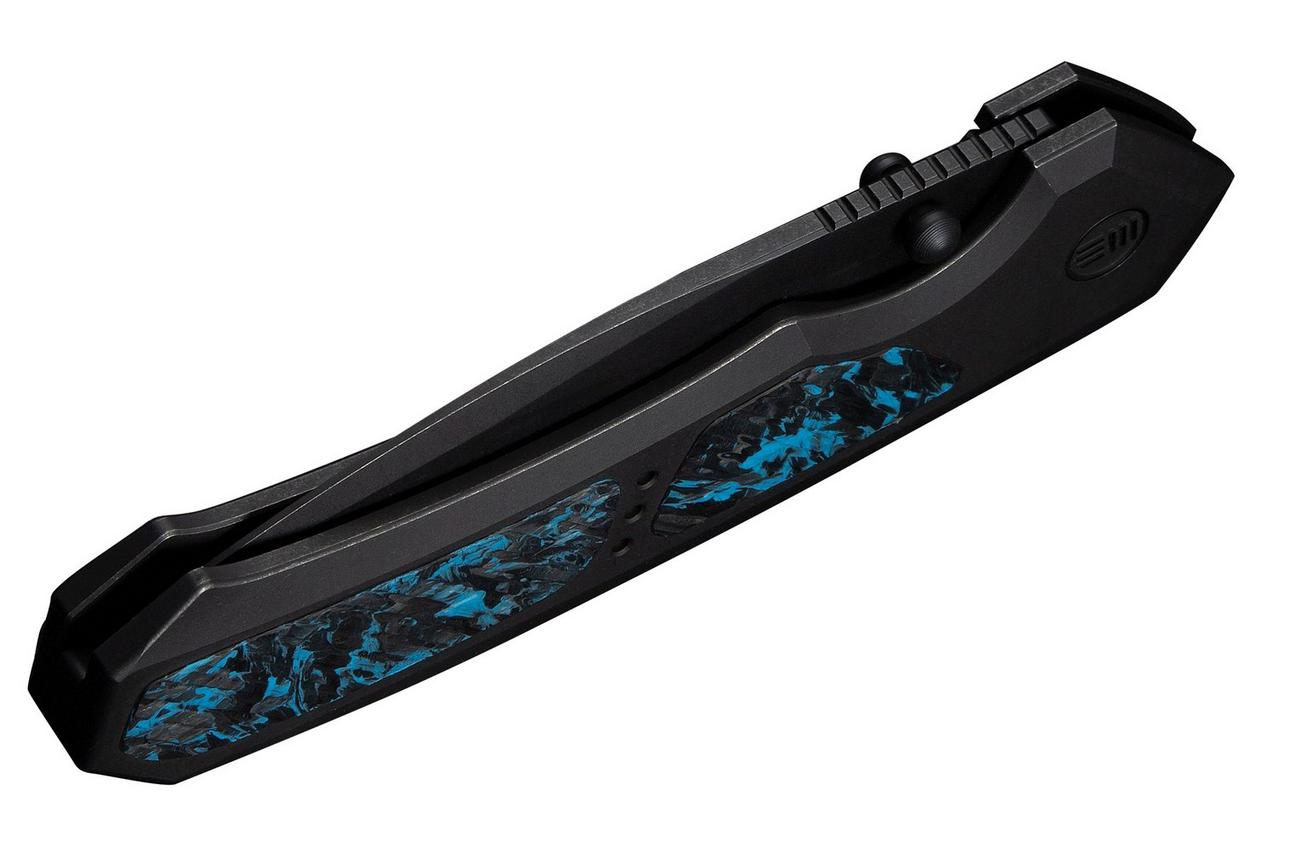 WE Knife Corwyn WE24088-1 Blackwashed Böhler M390, Black Titanium Black Blue Carbonfiber, zakmes
