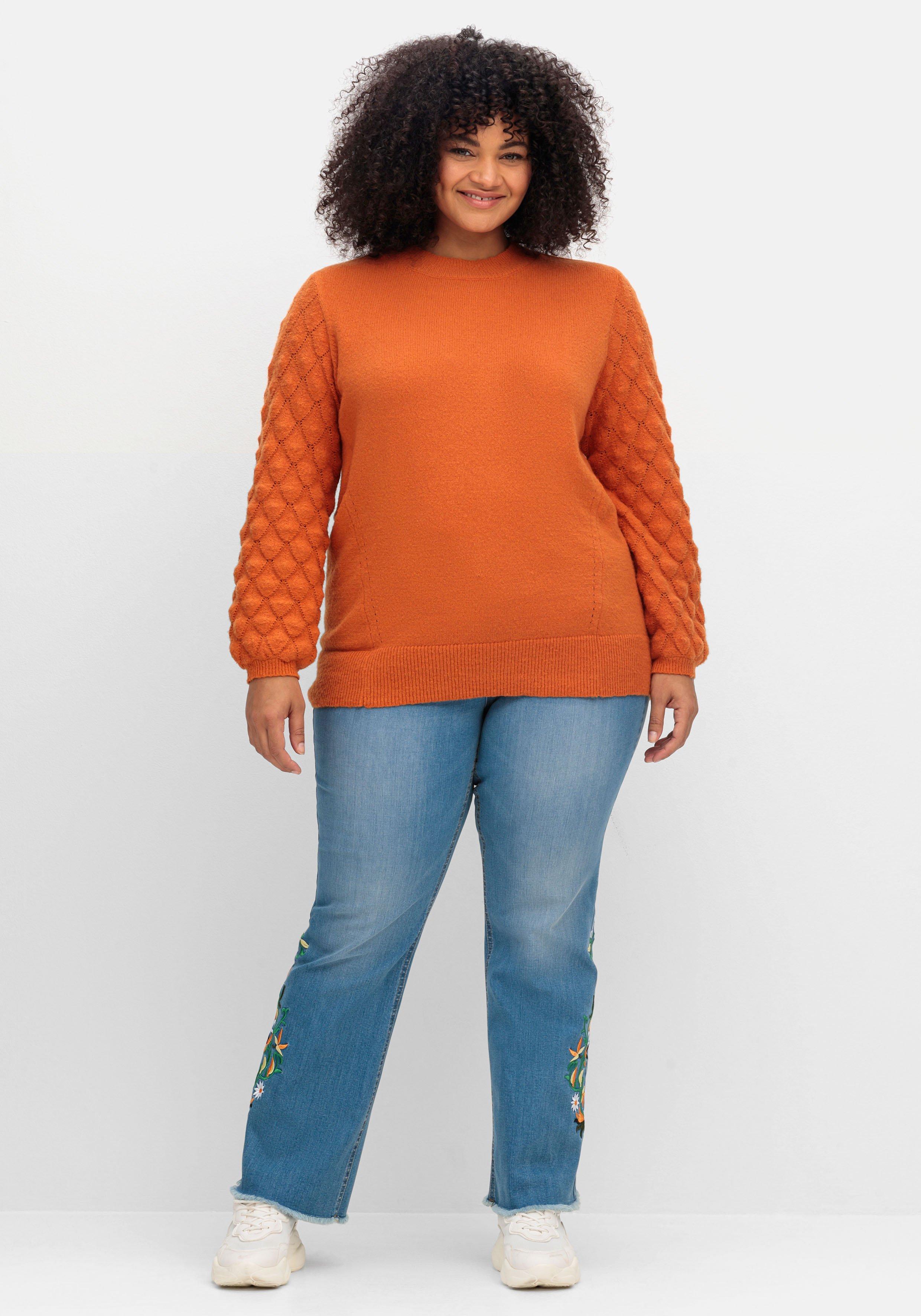 Pullover mit Rauten- und Ajourmuster