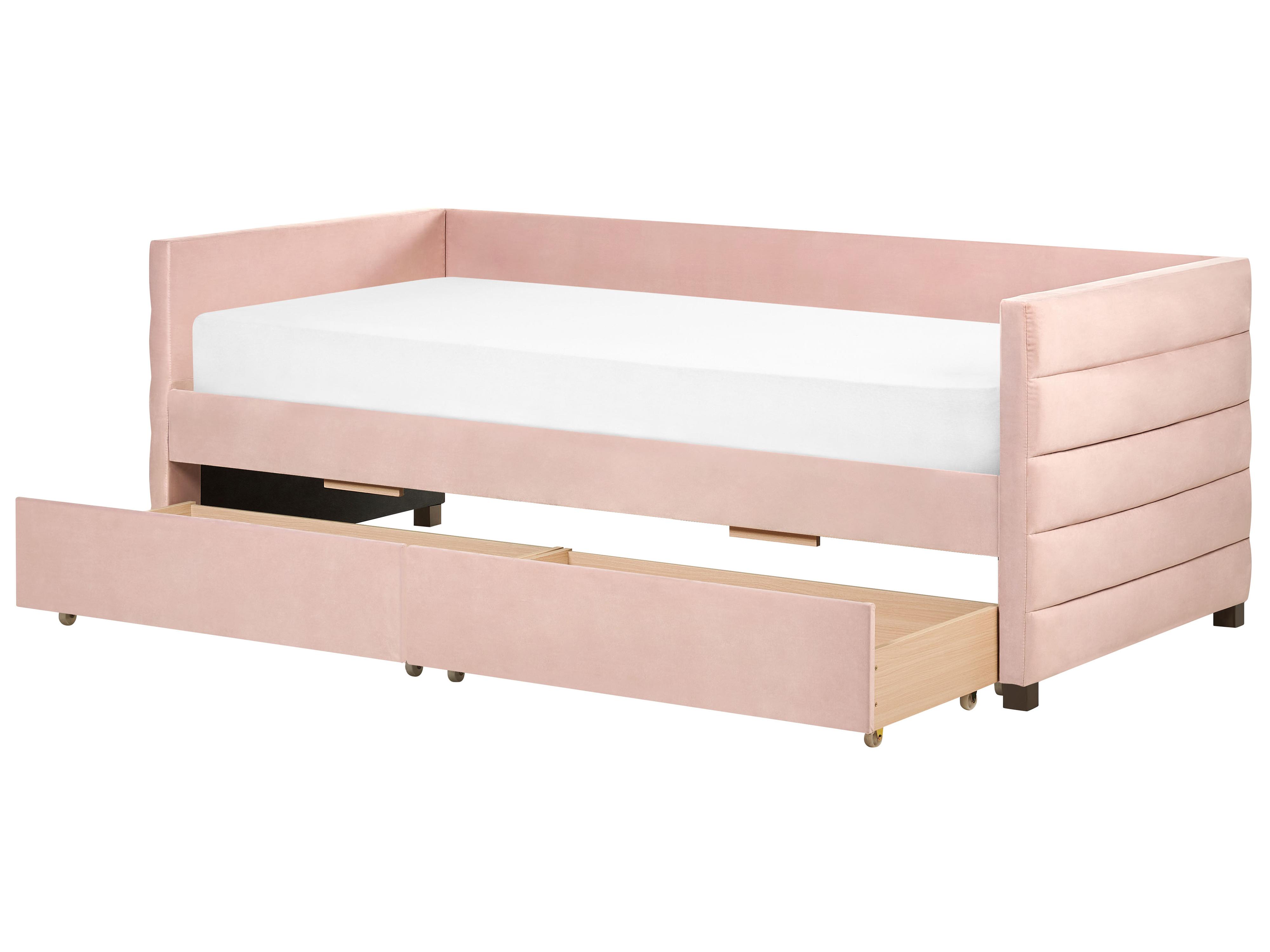 Bedbank met opbergruimte Fluweel MARRAY 90 x 200 cm Pastelroze