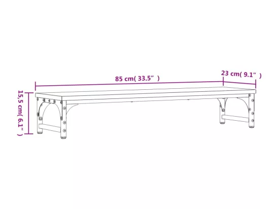 Support de moniteur chêne fumé 85x23x15,5 cm bois d'ingénierie