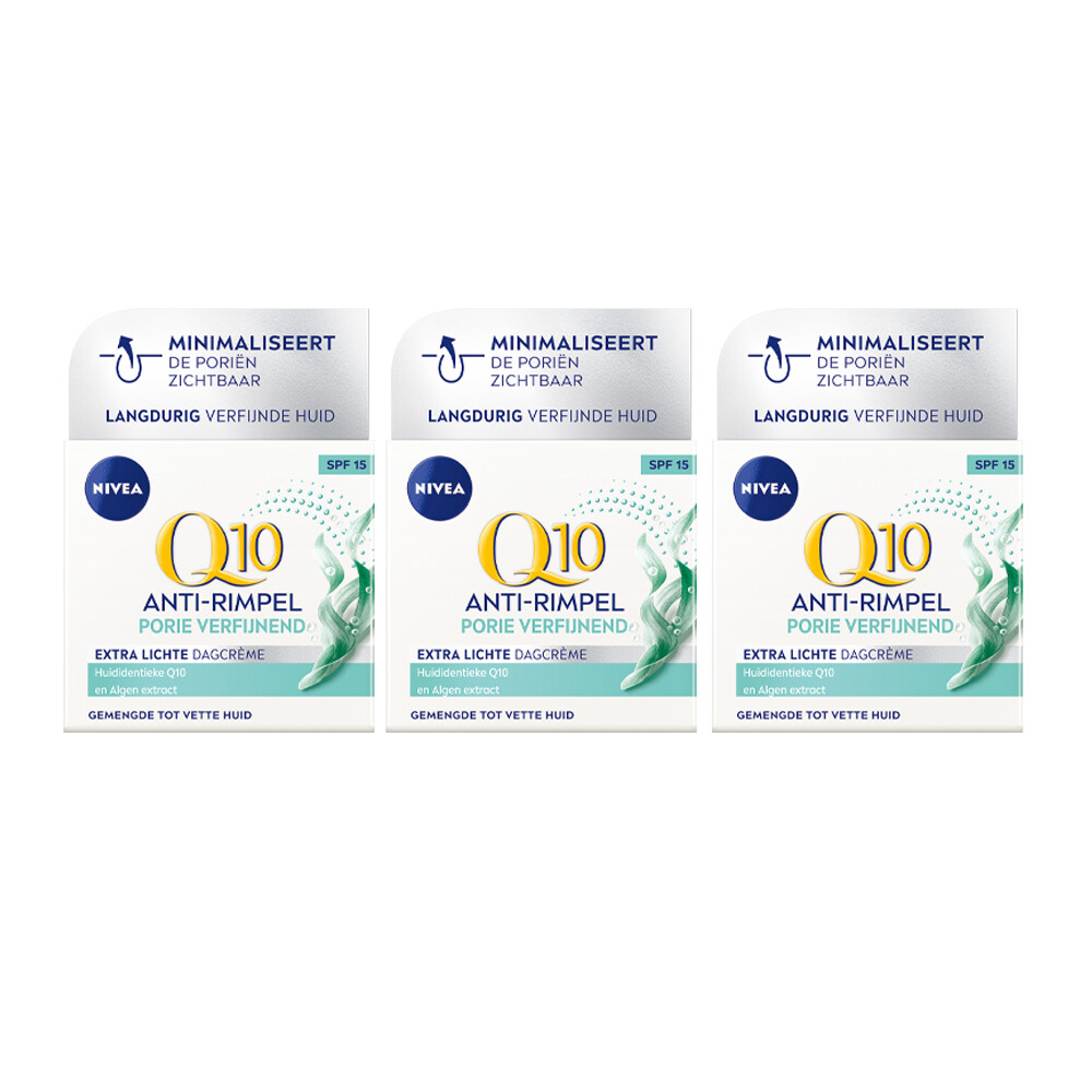 3x Nivea Q10 DagcrèmeAnti-Rimpel Extra Licht SPF 1550 ml