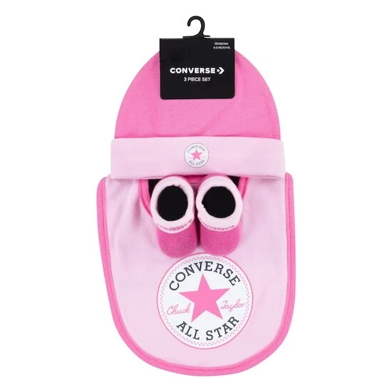 Ensemble Bonnet + Bavoir + Chaussons   Rose        6-12 mois   de               Converse
