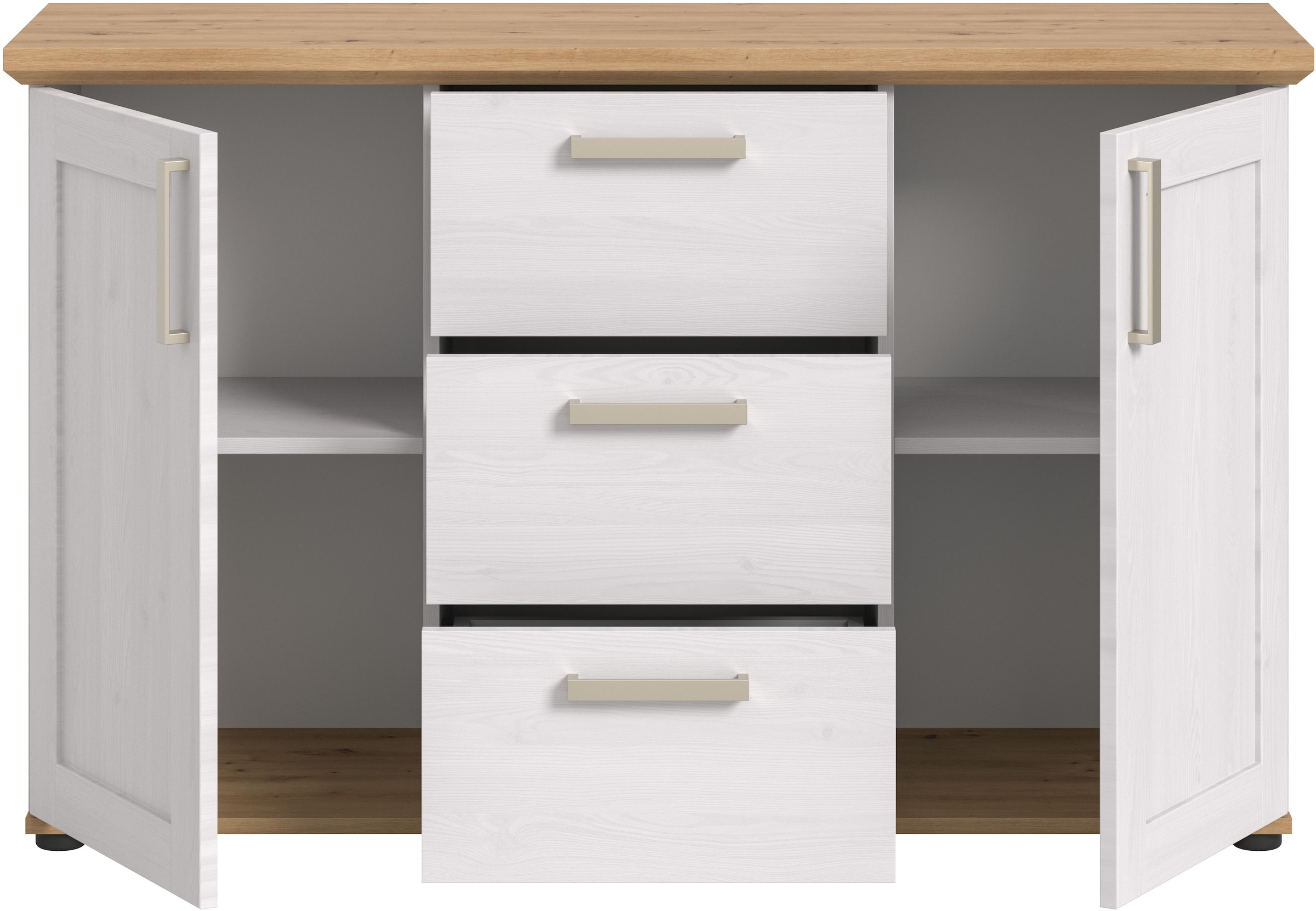Home affaire Sideboard »Cosenza« Cosenza Sideboard 129 cm, 2 Türen, 4 Fächer, Sideboard, Wohnzimmer