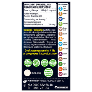Lucovitaal Melatonine Puur 299 mcg Tabletten 200TB