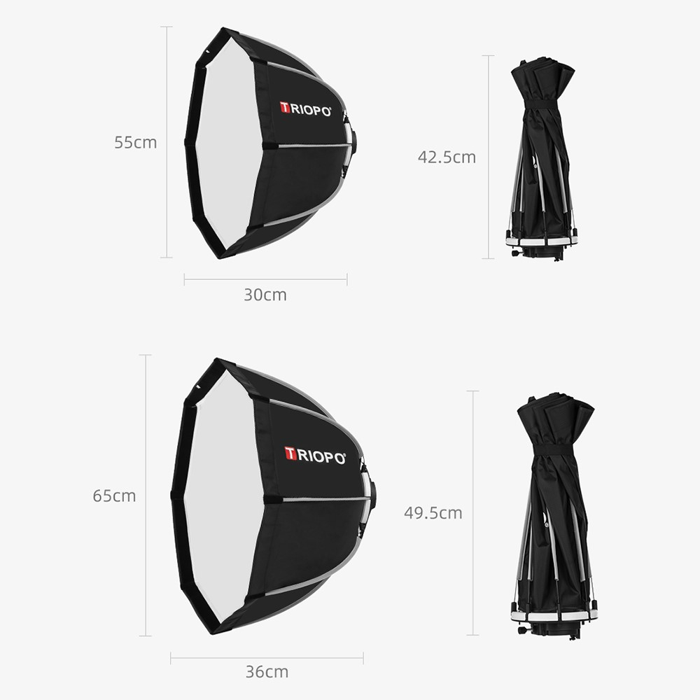 (55cm) Professioneller Kamera Licht Diffusor Parabol Softbox Studio Ausrüstung für Porträts   Blitzschuh Systemblitz Anschluss und Tasche - Schwarz