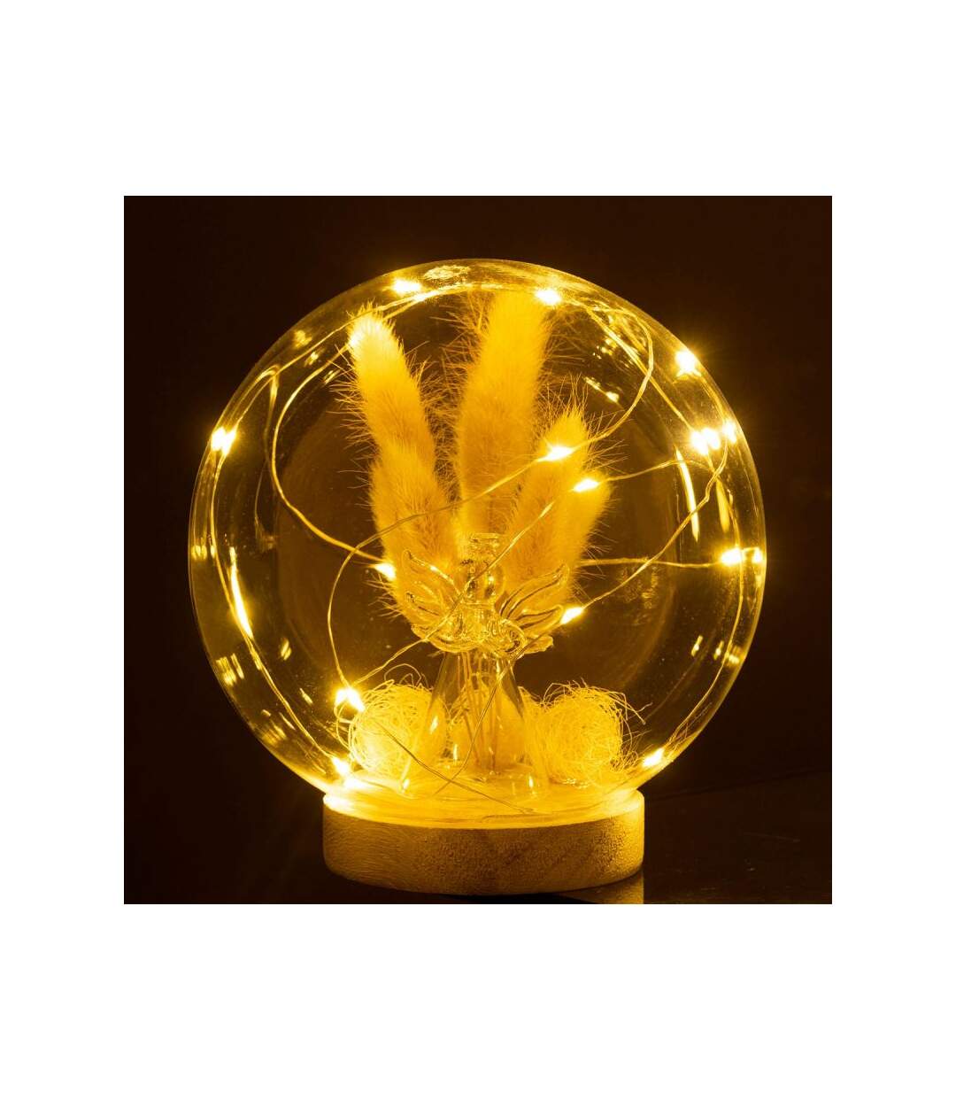 Paris Prix - Cloche Boule Led En Verre ange 16cm Naturel