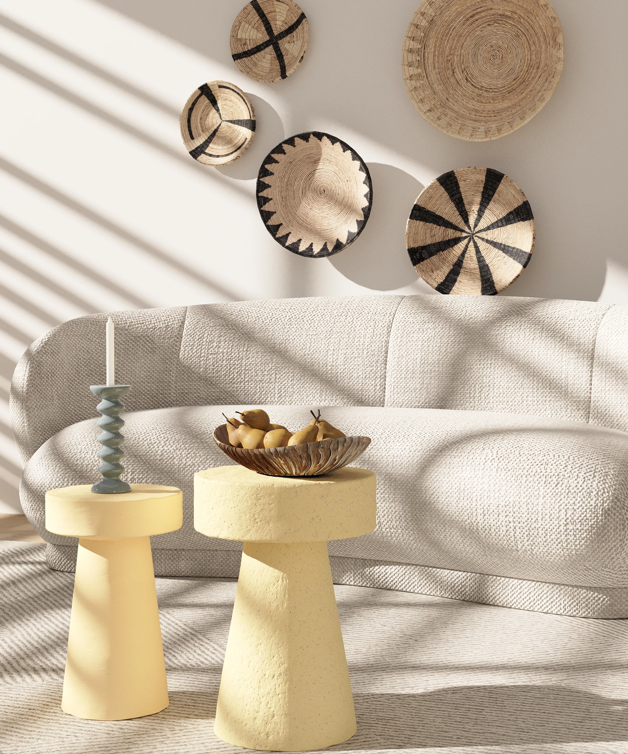 ANEMONE - Petite table dappoint ronde design en magnésie mouchetée | Beige