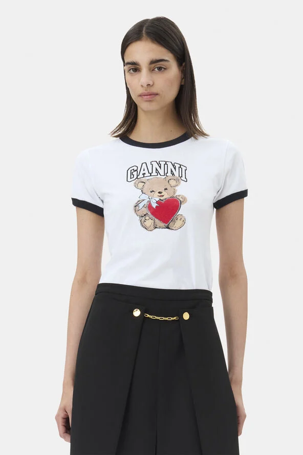 Ganni Basic Jersey Bear Small T-shirt Bright white