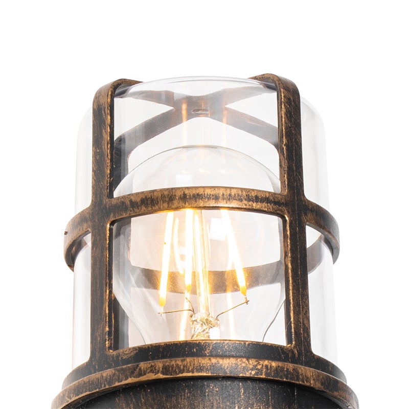 Antieke gouden buitenwandlamp IP54 met bewegingssensor - Kiki