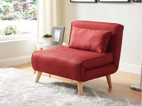Fauteuil convertible POSIO en tissu - Rouge
