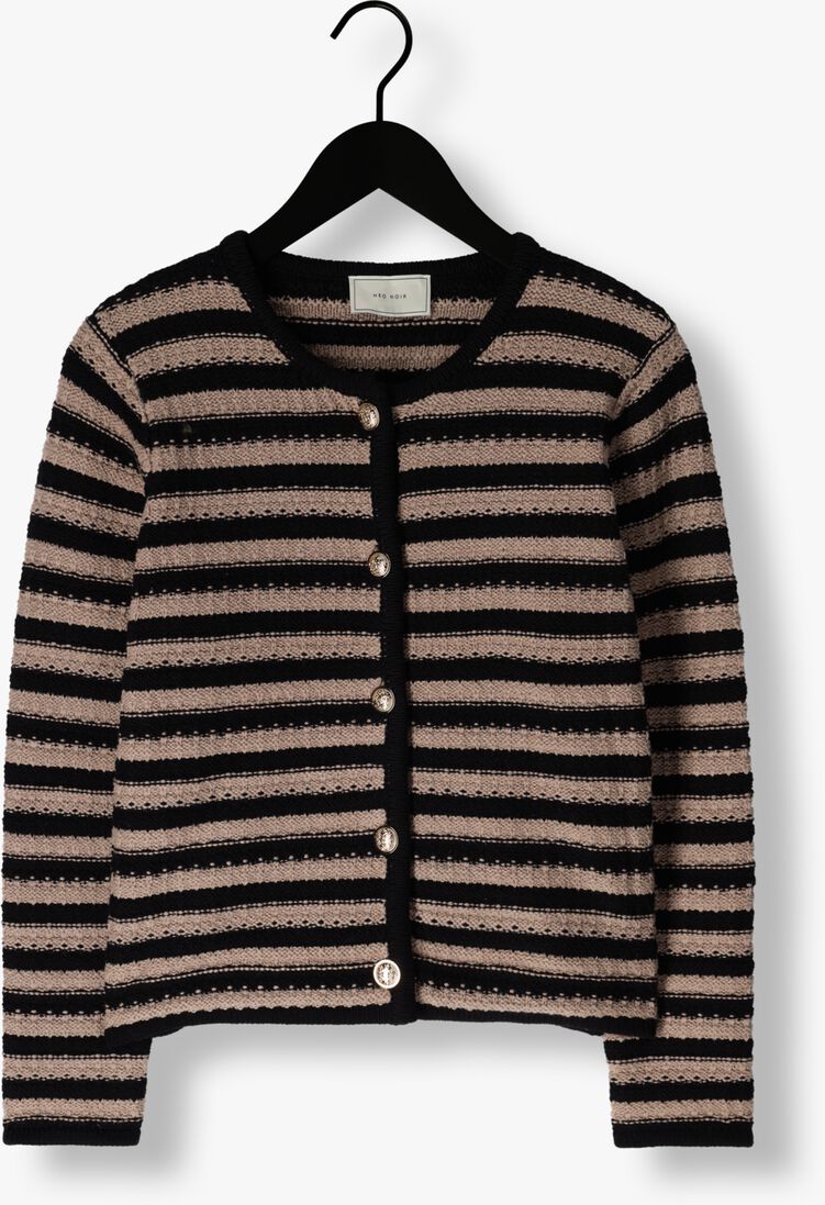 NEO NOIR taupe neo noir vest limone stripe knit jacket