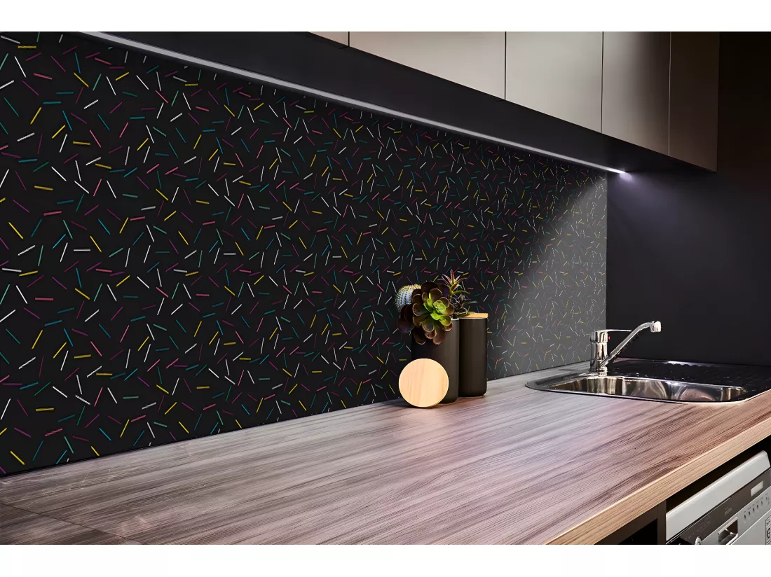 Panneaux muraux en vinyle, Planches en vinyle adhésives - 100x50 cm - Lignes colorées