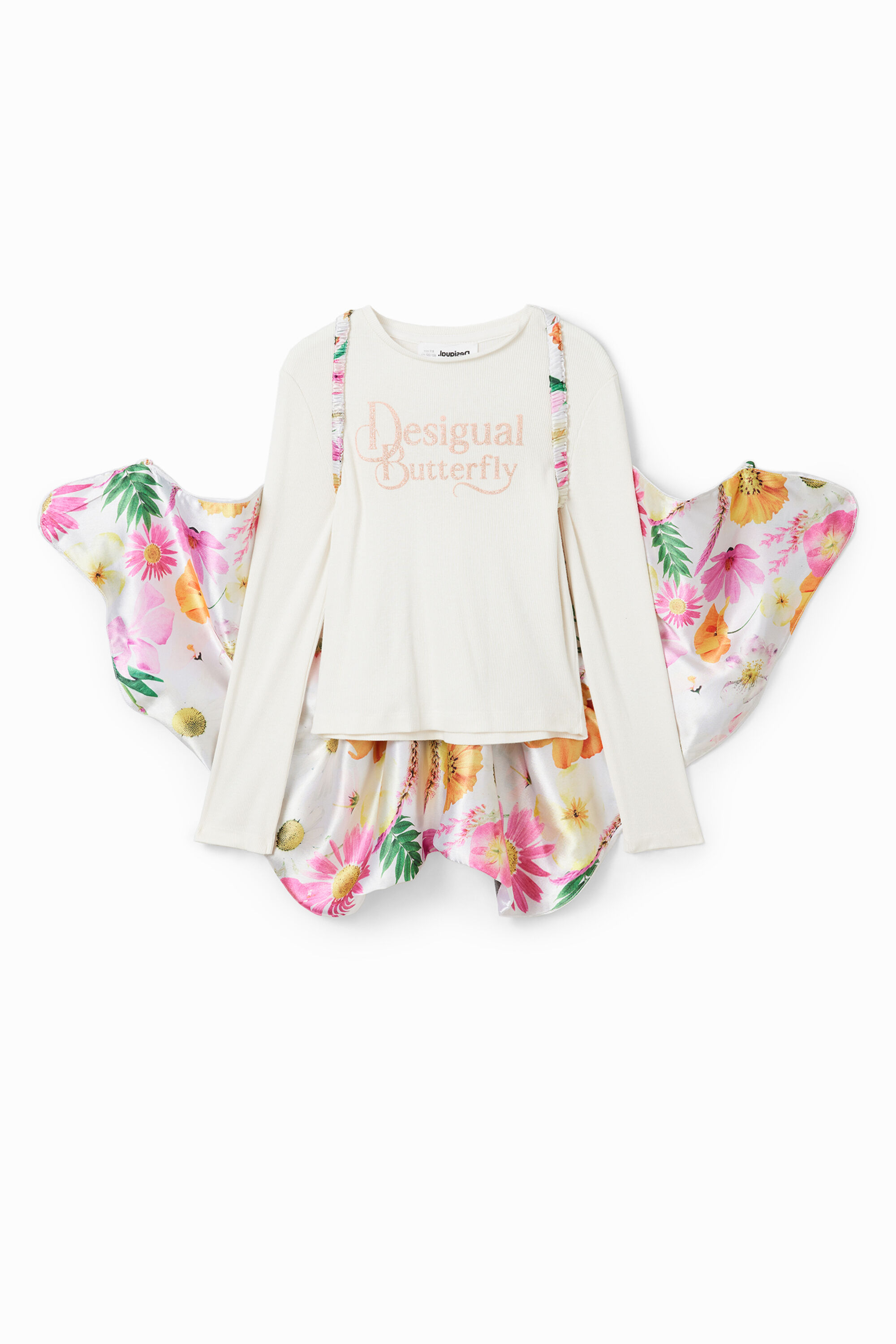 T-shirt tissu côtelé ailes papillon