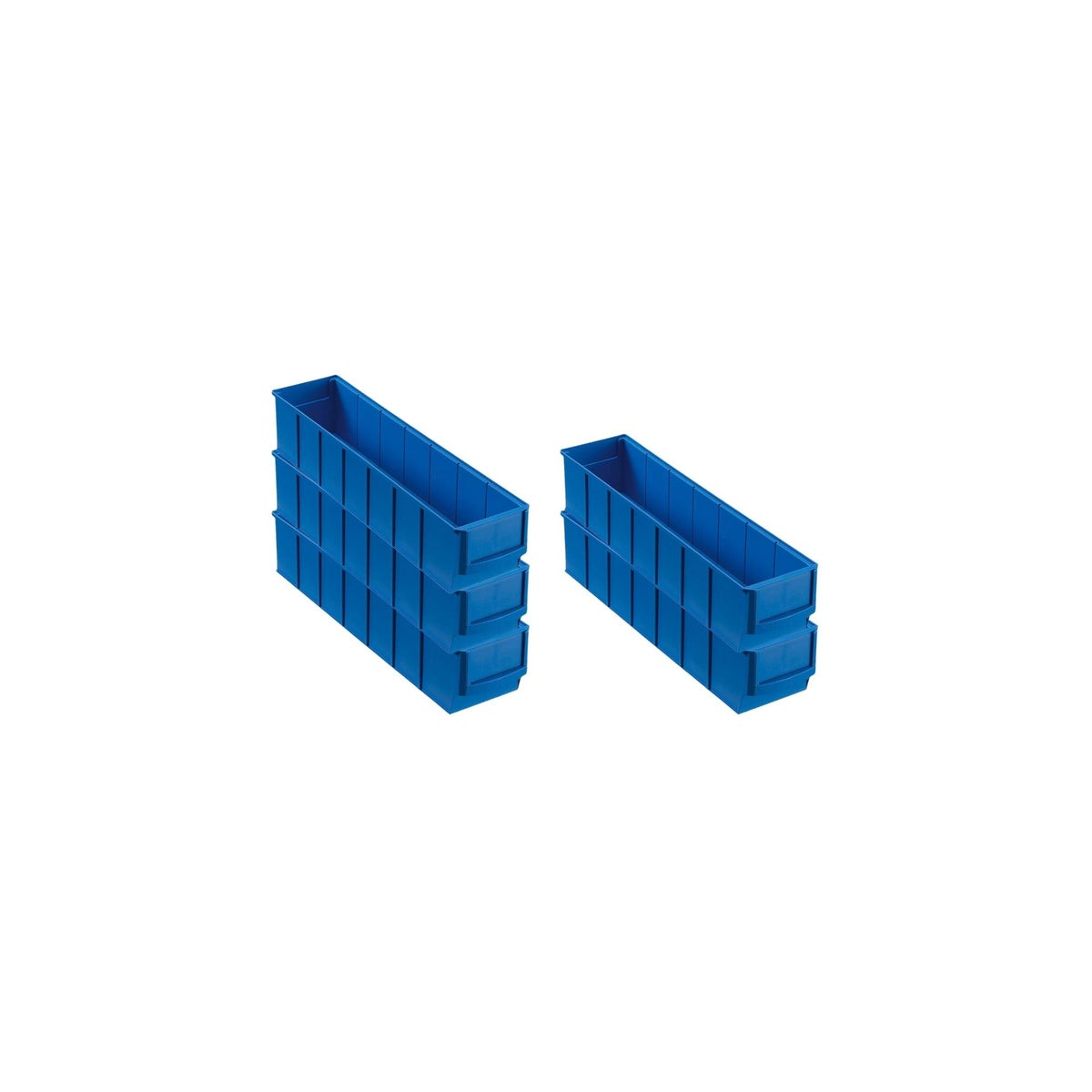 PROREGAL Value Pack 5 x Blauwe industriële doos 400 S HxBxD 8,1 x 9,1 x 40 cm 2,2 liter opbergdoos assortimentsdoos kleine onderdelendoos