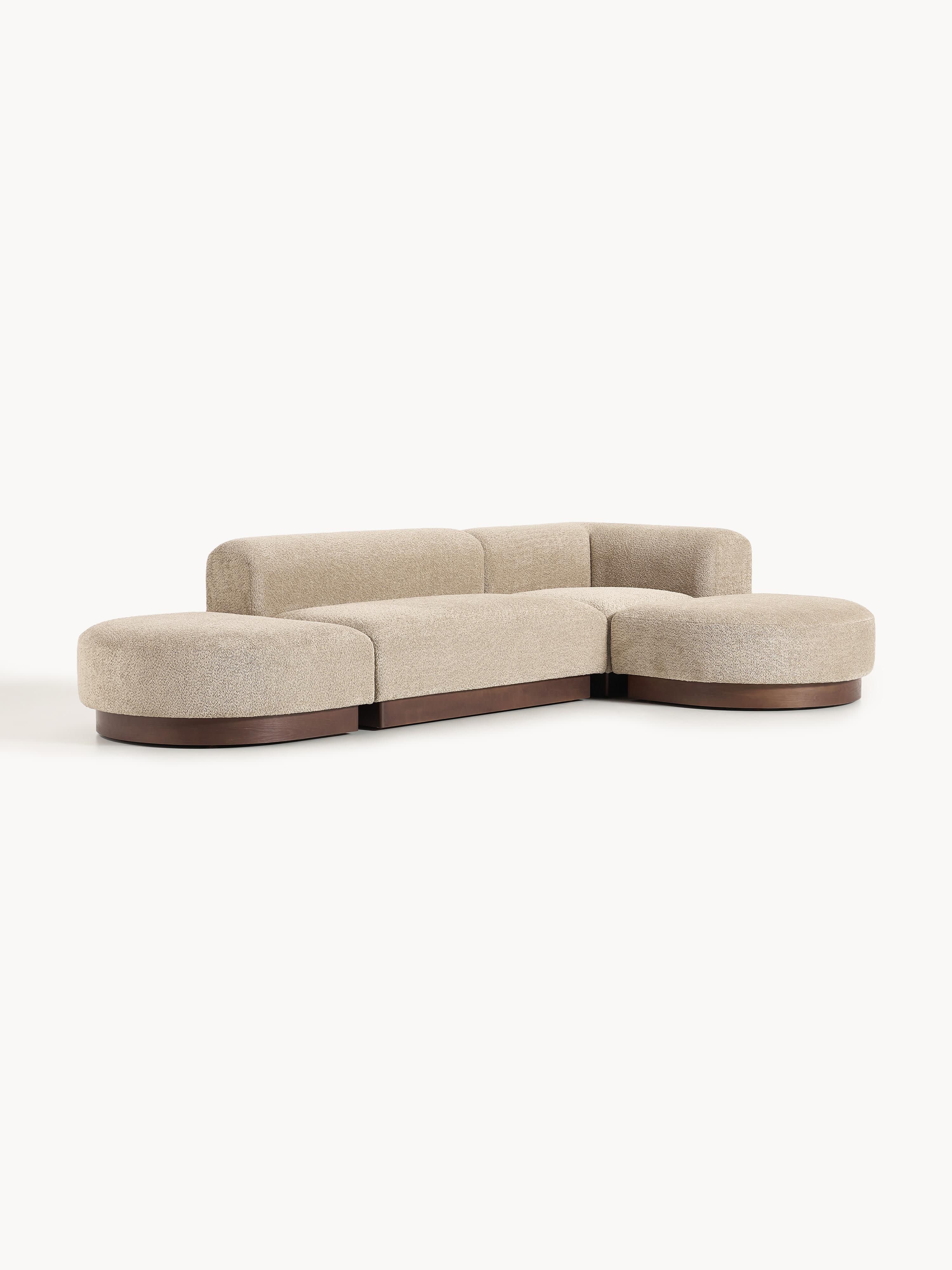Modulaire hoekbank Natalie van teddy-bouclé