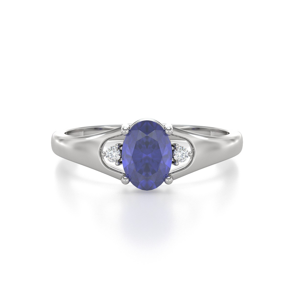 Bague ADEN Or 585 Blanc Tanzanite et diamants 1.382grs