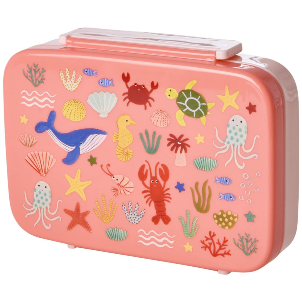 Køb Rice Coral Ocean Print Plastik Madkasse Med 6 Rum