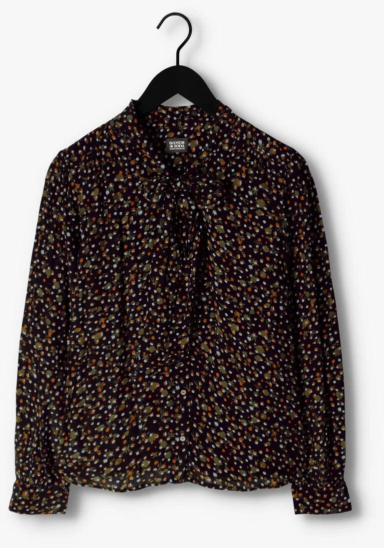 SCOTCH & SODA groene scotch & soda blouse drapey seasonal shirt with ties at neck
