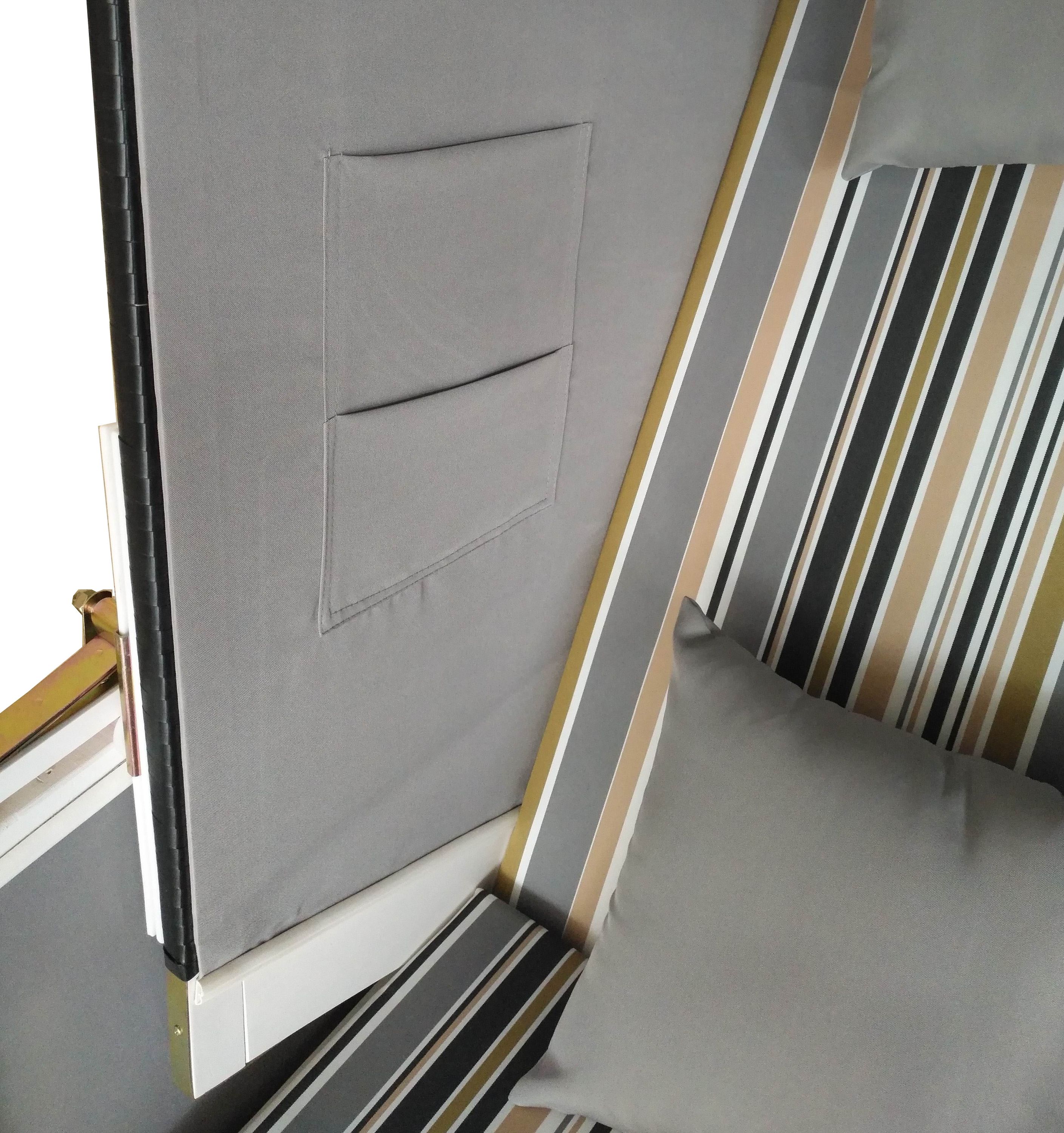 Strandkorb grau/weiss/beige