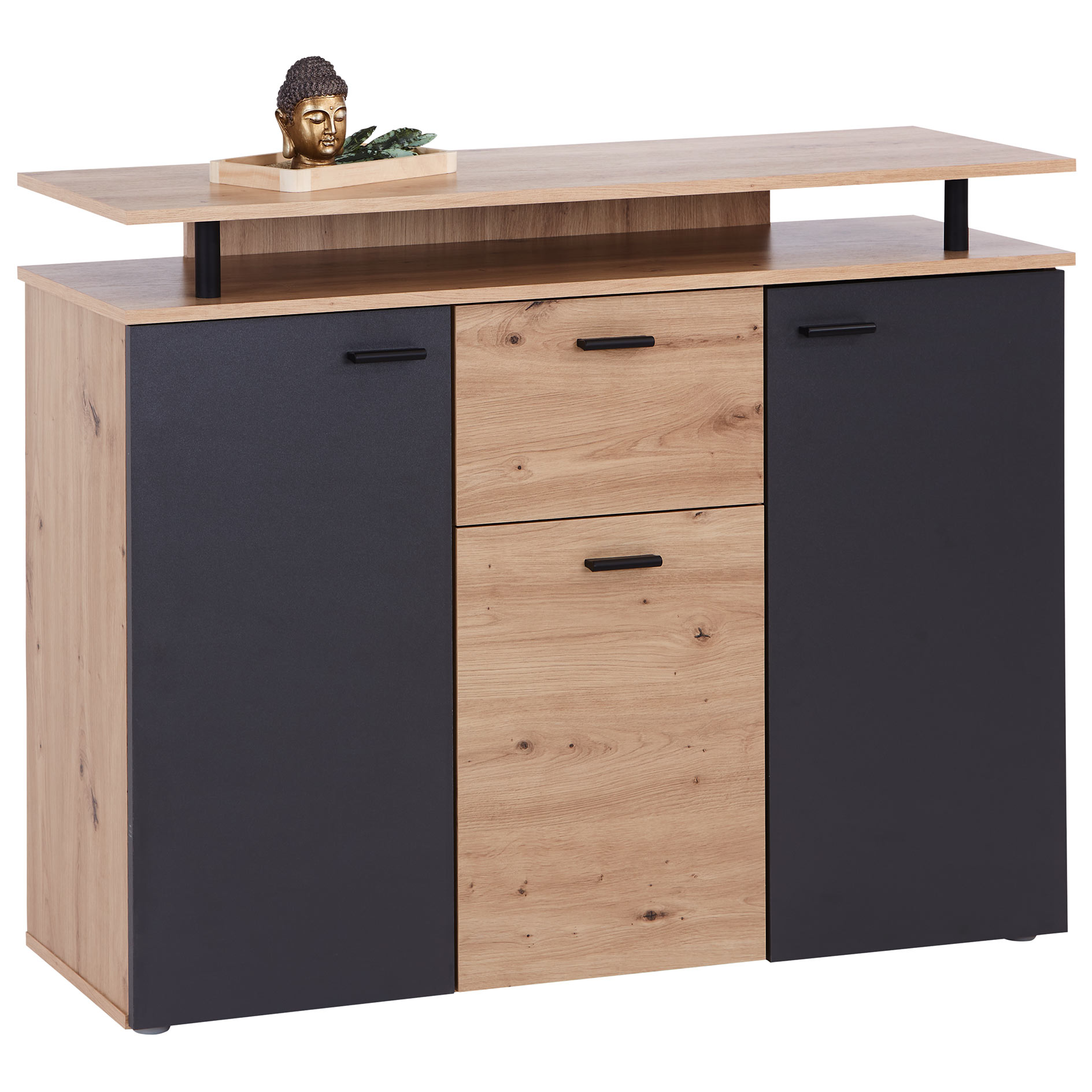 Kommode - Artisan Eiche-anthrazit - ein Schubkasten - 117 cm