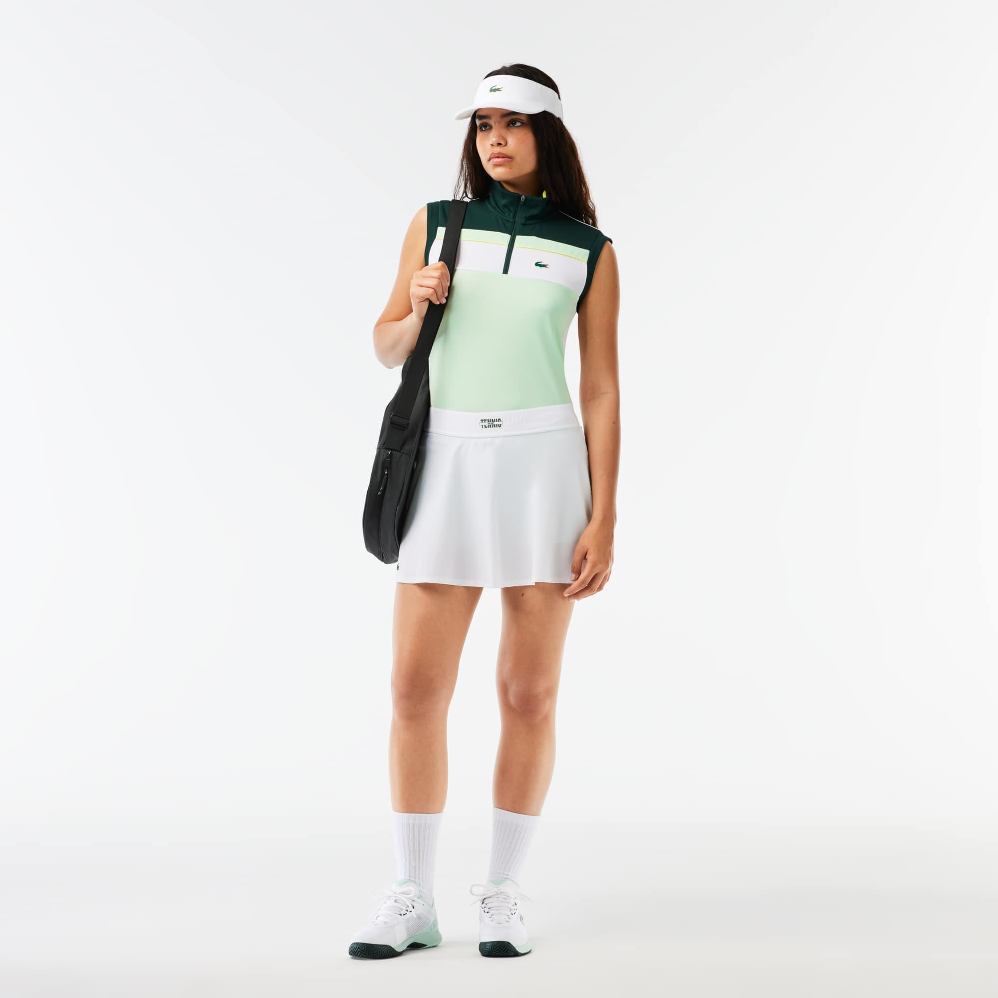 Polo Tennis contrasté en piqué indémaillable ultra-dry Manches Courtes - Vert - Lacoste - Femme