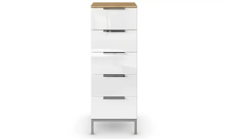 Kommode Eiche Artisan (Nachbildung) Front: Glas, Oberboden: Dekor 40 cm verchromt