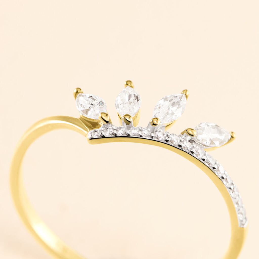 Bague Tiara Or Jaune Oxyde De Zirconium