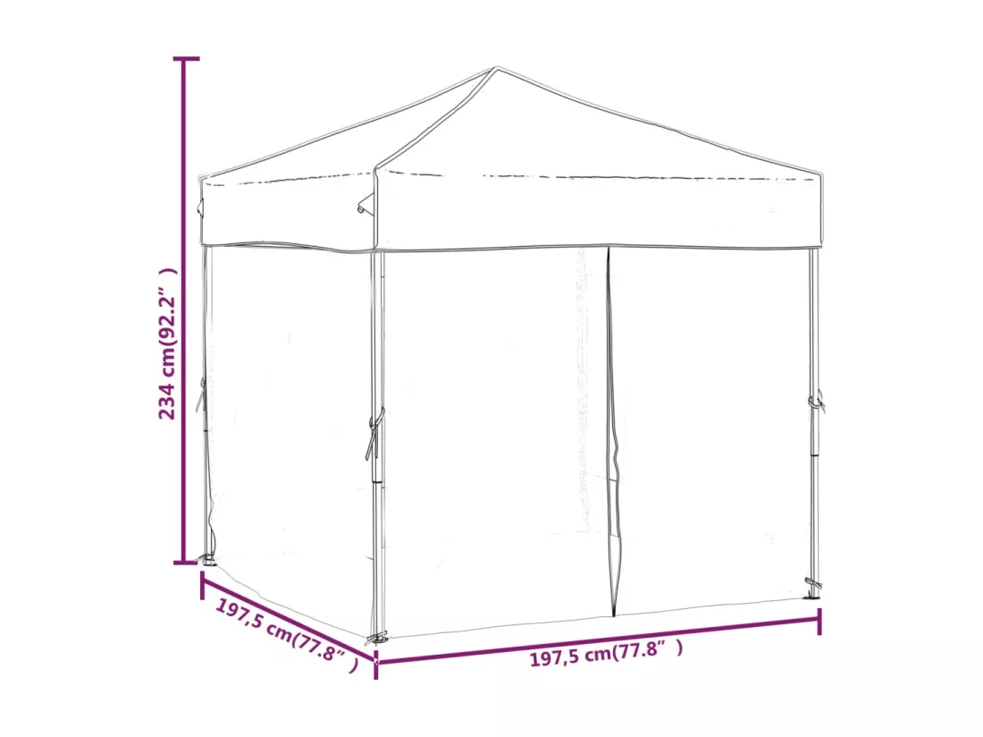 Tente de réception pliable avec parois Noir 2x2 m