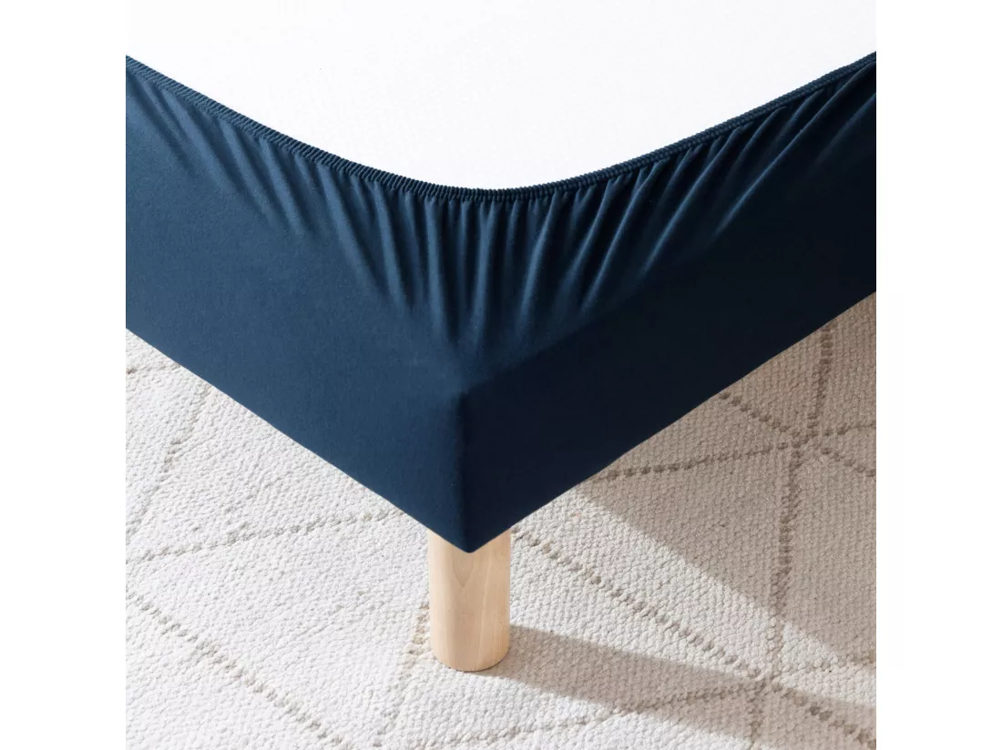 Cache-sommier coton jersey bleu marine 80x190