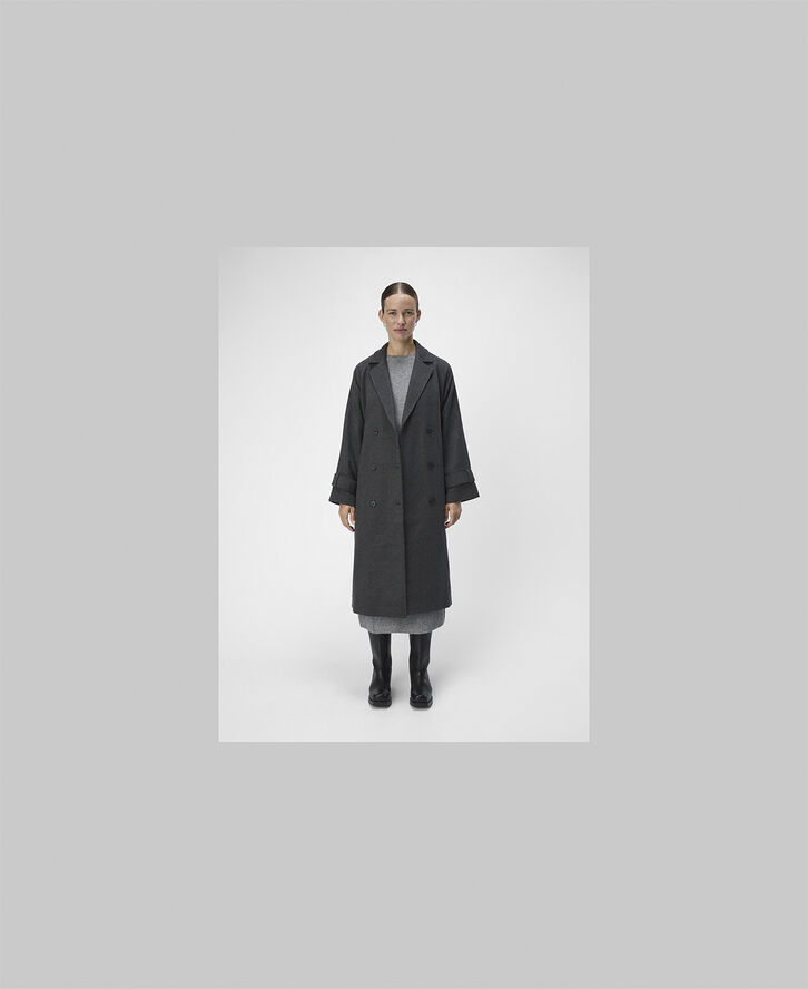 Object OBJKEILY L/S COAT NOOS Dark grey melange
