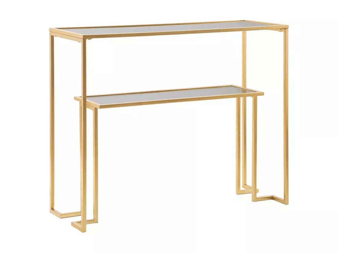 Console Jackson, Table polyvalente, Armoire de rangement, Bureau du couloir, 100x35 h80 cm, Or