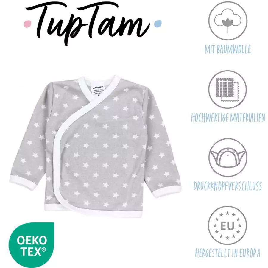 TupTam Baby Langarm Wickelshirt 5er Set grauweiß