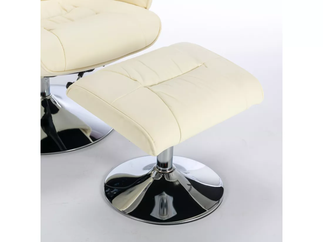 Fauteuil de massage en cuir pu avec repose-pieds, beige,d79 cm×h106cm