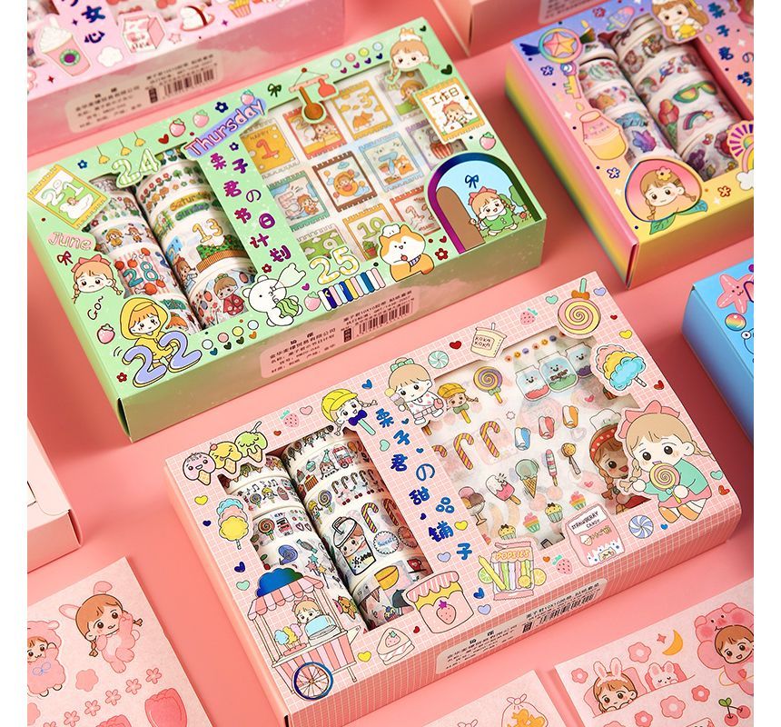 Jun's Journal - Set: Cartoon Masking Tape + Sticker