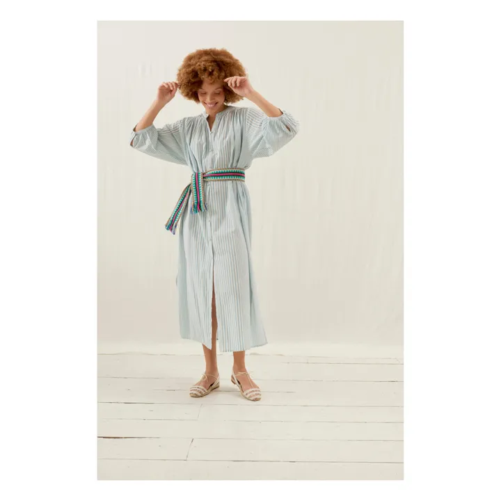 Louise Misha Robe Deepalina Rayures Coton Bio - Collection Femme | Bleu