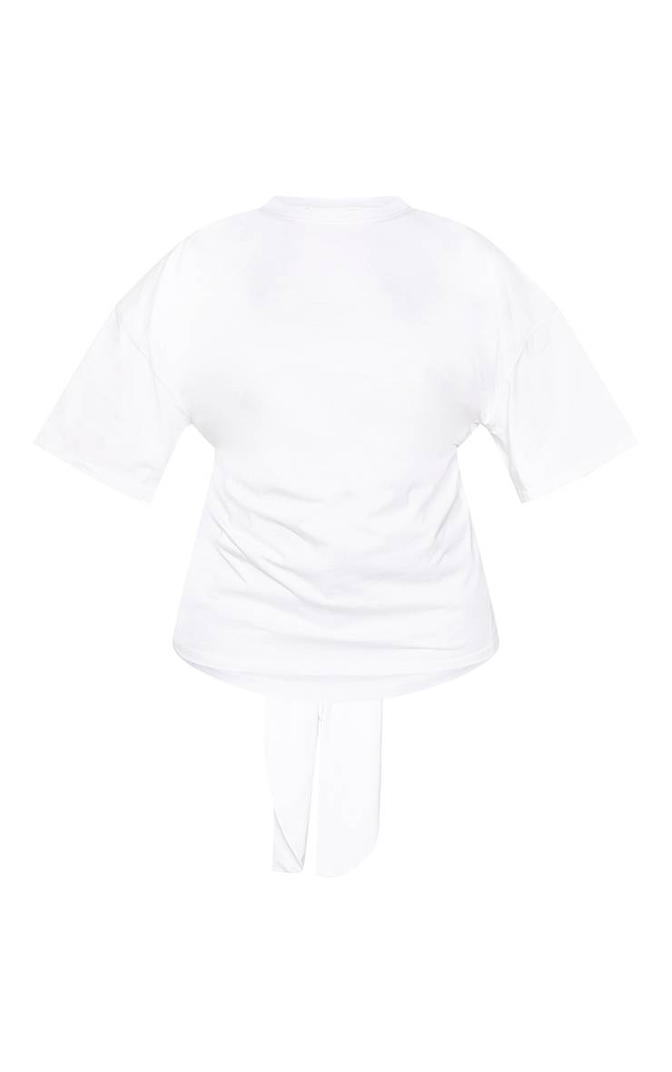 Rouge T-shirt Oversize Blanc Avec Détail Noué Et Épaulettes Structurées