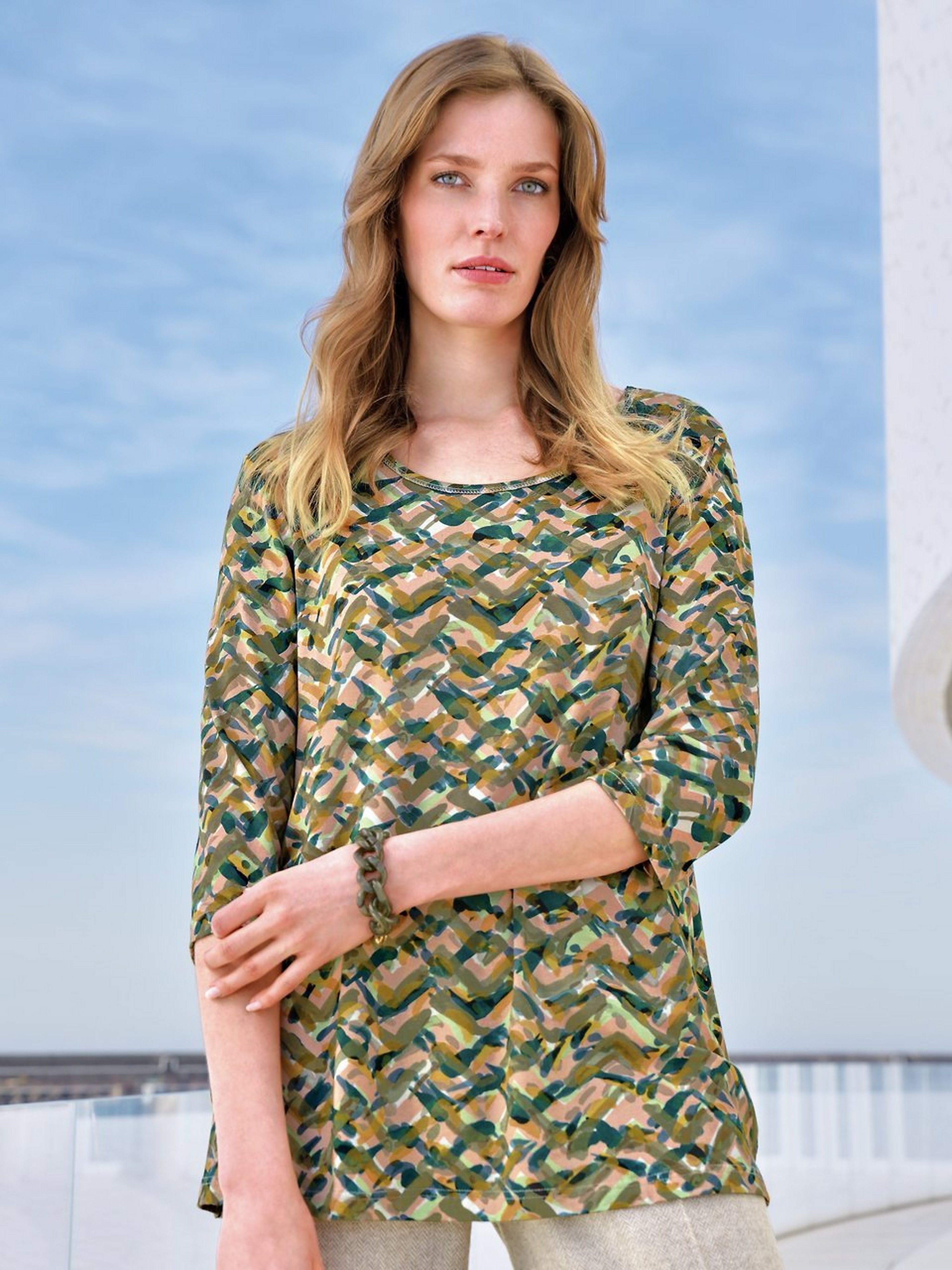 Rundhals-Shirt mit 3/4-Arm