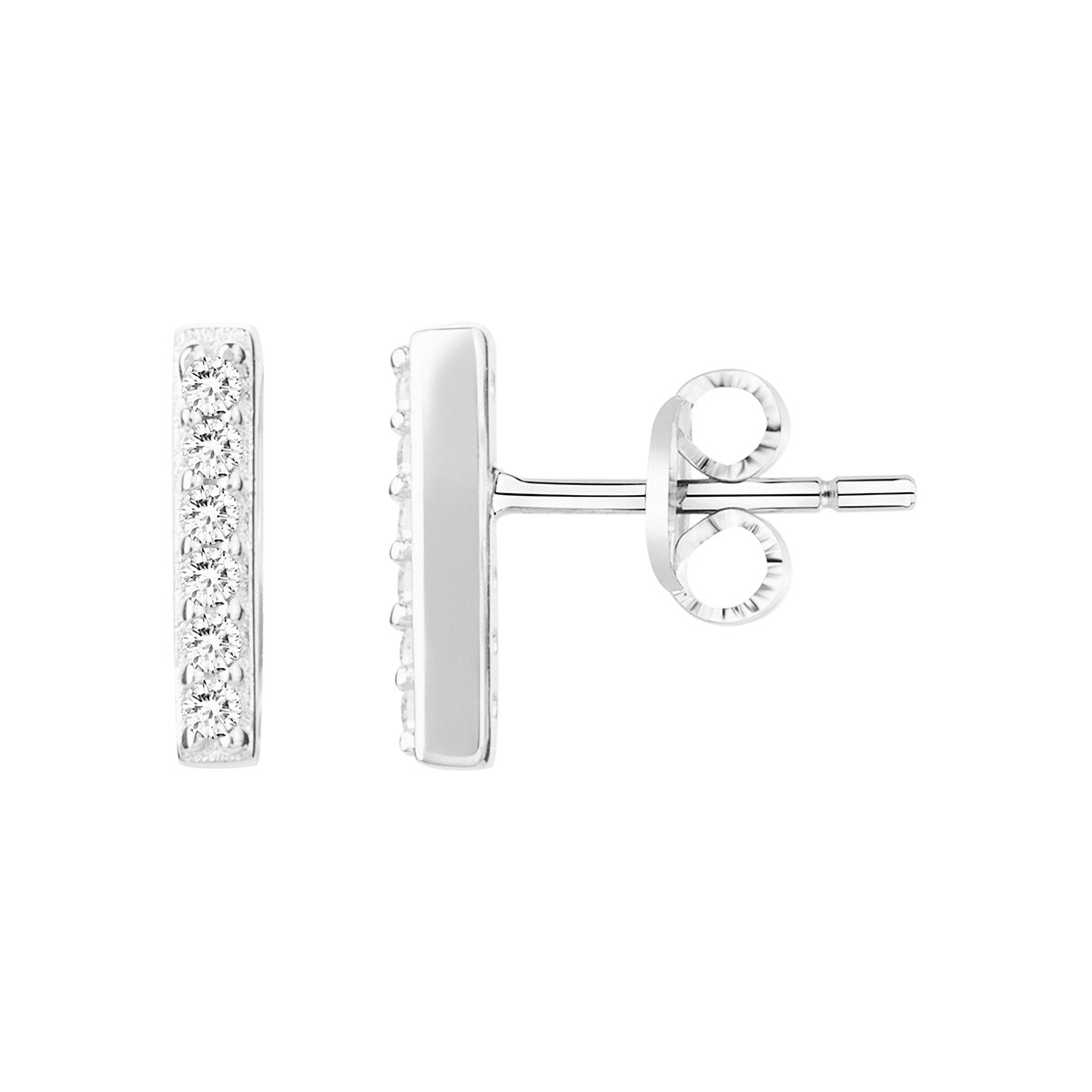 Boucles d'oreilles puces en Argent avec oxyde de zirconium blanc